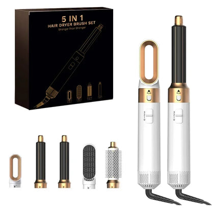 5-in-1 Professional Hair Dryer Brush & Styler Kit - Hot Air Comb, Curling Iron, and Straightener for Ultimate Volume and Style
