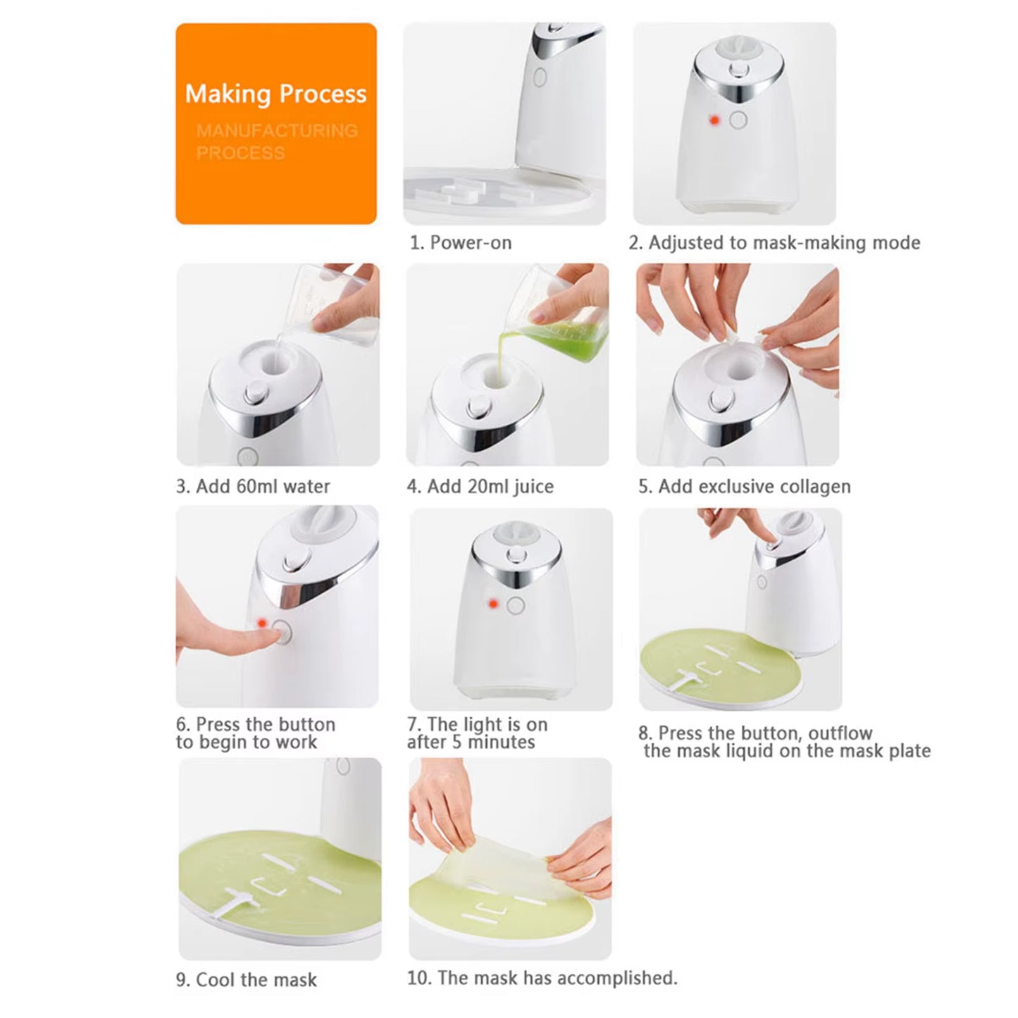 Make Natural Fruit Face Mask Machine DIY Vegetable Juice Collagen Automatic Mask Maker Home Use Beauty Salon Mask Device