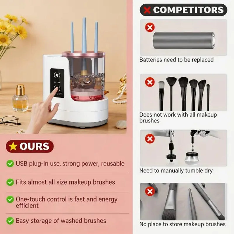 Limpiador de Brochas de Maquillaje Eléctrico 3 en 1